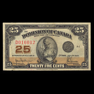 Canada, Dominion of Canada, 25 cents : July 2, 1923