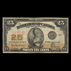 Canada, Dominion of Canada, 25 cents : July 2, 1923