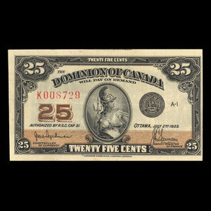 Canada, Dominion of Canada, 25 cents : July 2, 1923