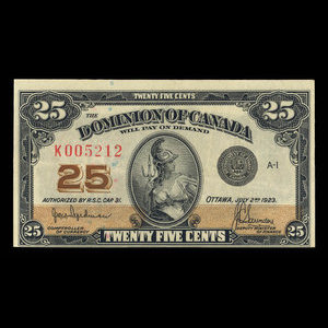 Canada, Dominion of Canada, 25 cents : July 2, 1923