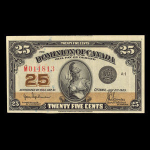 Canada, Dominion of Canada, 25 cents : July 2, 1923