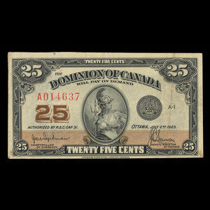 Canada, Dominion of Canada, 25 cents : July 2, 1923