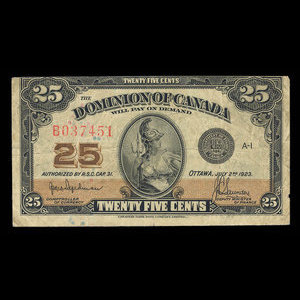 Canada, Dominion of Canada, 25 cents : July 2, 1923