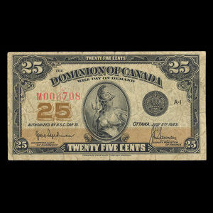 Canada, Dominion of Canada, 25 cents : July 2, 1923