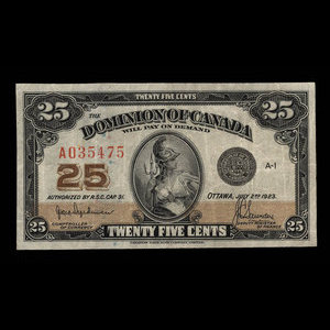 Canada, Dominion of Canada, 25 cents : July 2, 1923