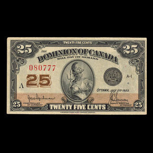 Canada, Dominion of Canada, 25 cents : July 2, 1923