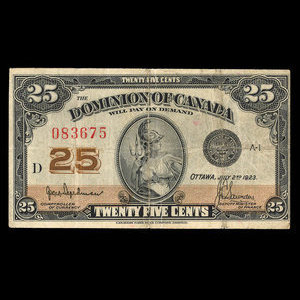 Canada, Dominion of Canada, 25 cents : July 2, 1923