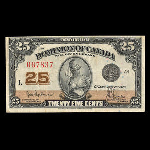 Canada, Dominion of Canada, 25 cents : July 2, 1923