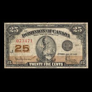 Canada, Dominion of Canada, 25 cents : July 2, 1923