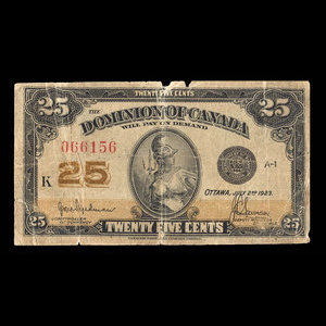 Canada, Dominion of Canada, 25 cents : July 2, 1923