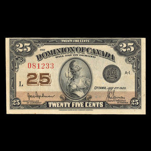 Canada, Dominion of Canada, 25 cents : July 2, 1923