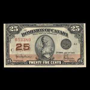 Canada, Dominion of Canada, 25 cents : July 2, 1923