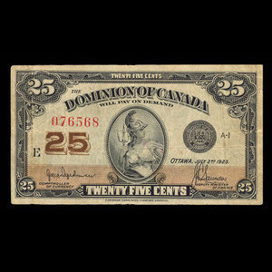 Canada, Dominion of Canada, 25 cents : July 2, 1923