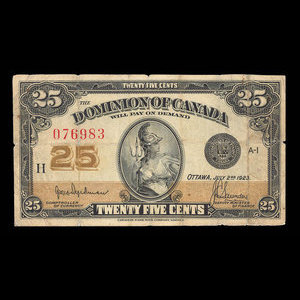 Canada, Dominion of Canada, 25 cents : July 2, 1923