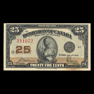 Canada, Dominion of Canada, 25 cents : July 2, 1923