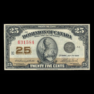 Canada, Dominion of Canada, 25 cents : July 2, 1923