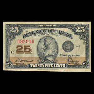 Canada, Dominion of Canada, 25 cents : July 2, 1923