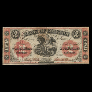 Canada, Bank of Clifton, 2 dollars : September 1, 1861