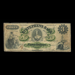 Canada, St. Stephen's Bank, 3 dollars : October 1, 1873