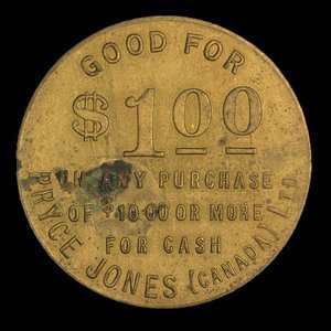 Canada, Pryce Jones (Canada) Limited, 1 dollar : 1915