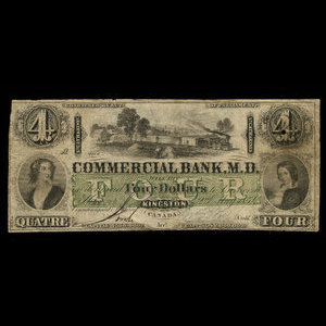 Canada, Commercial Bank of the Midland District, 4 dollars : May 2, 1854