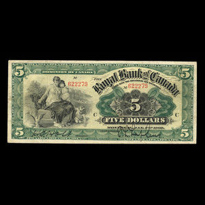 Canada, Royal Bank of Canada, 5 dollars : January 2, 1909