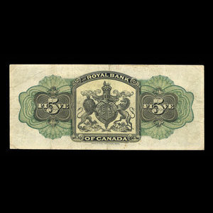 Canada, Royal Bank of Canada, 5 dollars : January 2, 1909