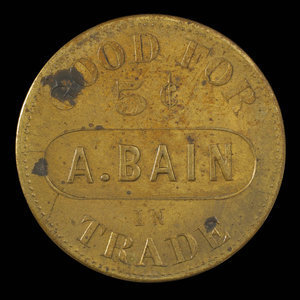 Canada, A. Bain, 5 cents : 1892