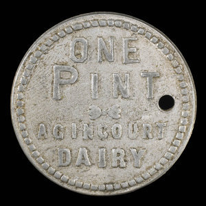 Canada, Agincourt Dairy, 1 pint, milk : 1895