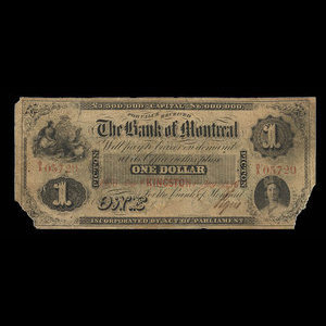 Canada, Bank of Montreal, 1 dollar : August 1, 1856