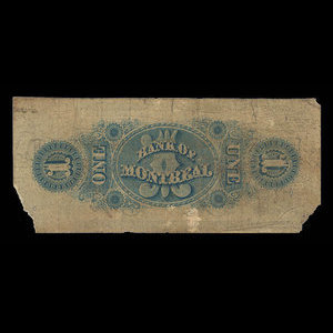 Canada, Bank of Montreal, 1 dollar : August 1, 1856