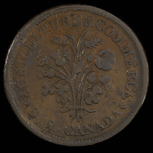 Canada, unknown, 1 sou : 1842