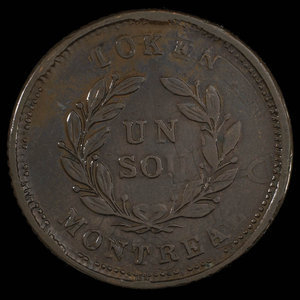 Canada, unknown, 1 sou : 1842