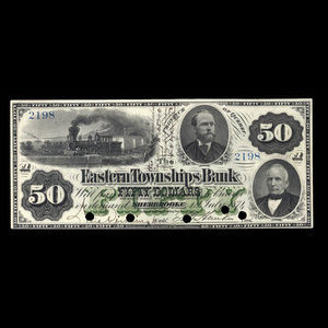 Canada, Eastern Townships Bank, 50 dollars : July 1, 1874