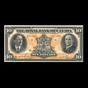 Canada, Royal Bank of Canada, 10 dollars : January 3, 1927