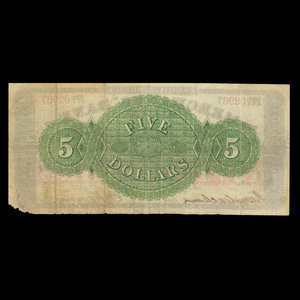 Canada, Merchants' Bank of Halifax, 5 dollars : October 1, 1873