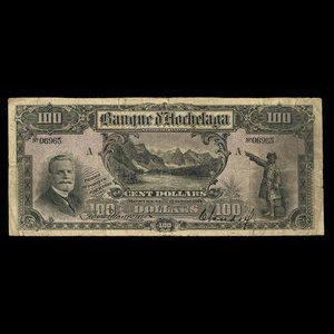 Canada, Banque d'Hochelaga, 100 dollars : January 1, 1914