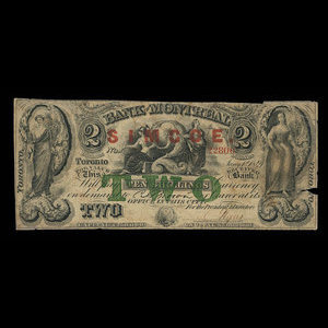 Canada, Bank of Montreal, 2 dollars : January 1, 1849