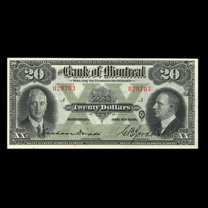 Canada, Bank of Montreal, 20 dollars : January 2, 1931