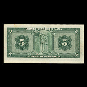 Canada, Provincial Bank of Canada, 5 dollars : January 2, 1935