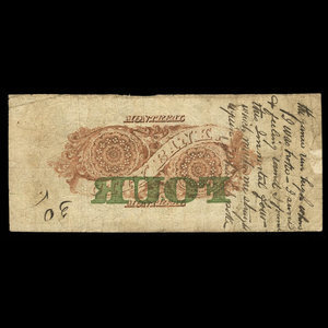 Canada, City Bank (Montreal), 4 dollars : January 1, 1857