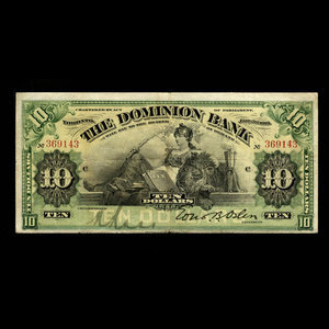 Canada, Dominion Bank, 10 dollars : January 3, 1910