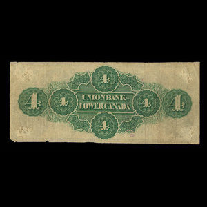 Canada, Union Bank of Lower Canada, 4 dollars : September 1, 1870