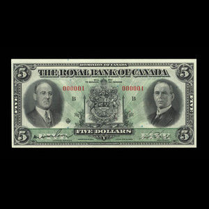 Canada, Royal Bank of Canada, 5 dollars : July 3, 1933