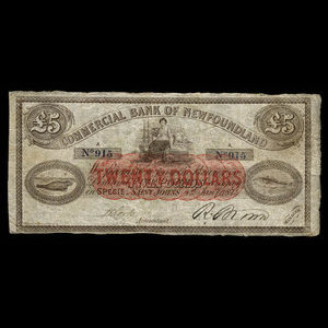 Canada, Commercial Bank of Newfoundland, 5 pounds : January 1, 1874