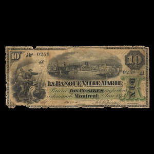 Canada, Banque Ville-Marie, 10 dollars : January 2, 1873