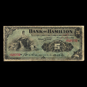 Canada, Bank of Hamilton, 5 dollars : January 2, 1904