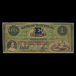 Canada, Bank of Montreal, 1 dollar : January 3, 1859