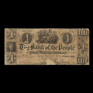 Canada, Bank of the People, 4 dollars : October 9, 1840