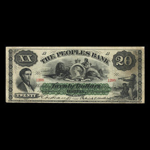 Canada, People's Bank of Halifax, 20 dollars : November 1, 1898